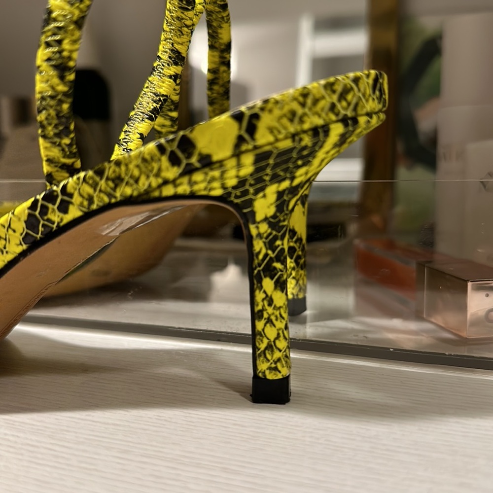 Vince Camuto Chartreuse Snakeskin Slingback
